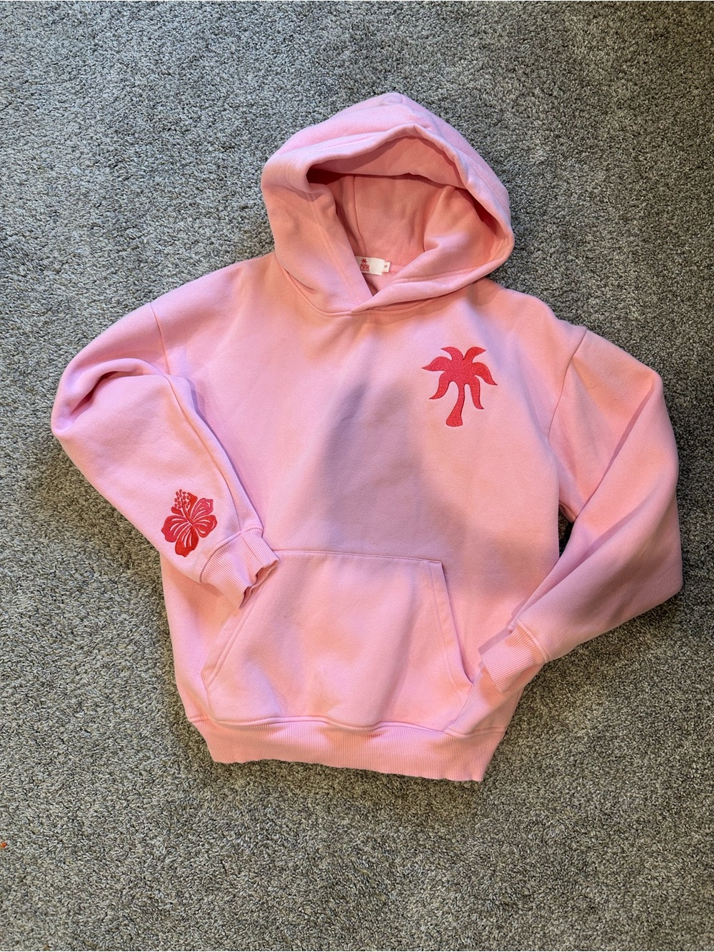 Pink Palm Puff Hoodie Size Small